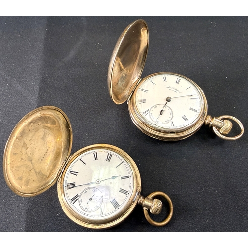 618 - A Waltham hunter pocket watch with heavy gold plating and another similar