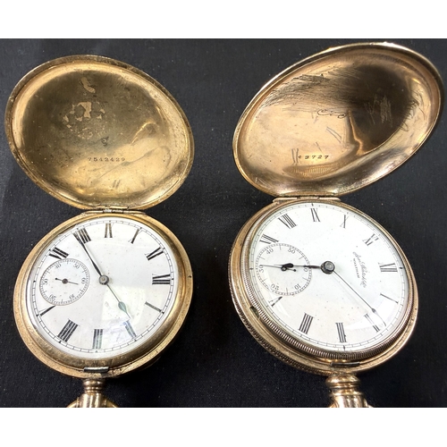 618 - A Waltham hunter pocket watch with heavy gold plating and another similar