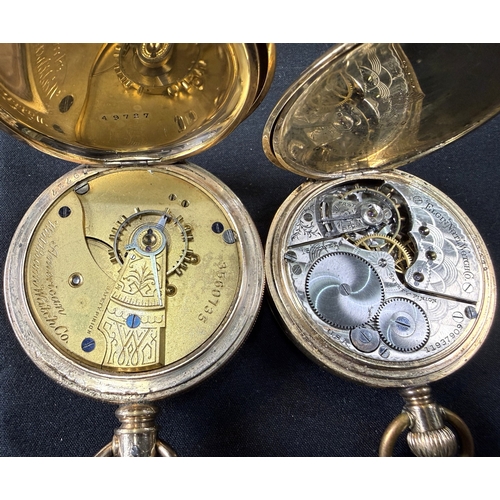 618 - A Waltham hunter pocket watch with heavy gold plating and another similar