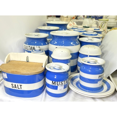 460 - A collection of T&G Green storage ware with stencilled names