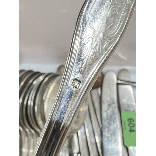 604 - A selection of kings pattern cutlery