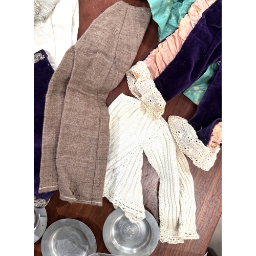 305B - A small collection of interesting doll's clothes and glass goblets