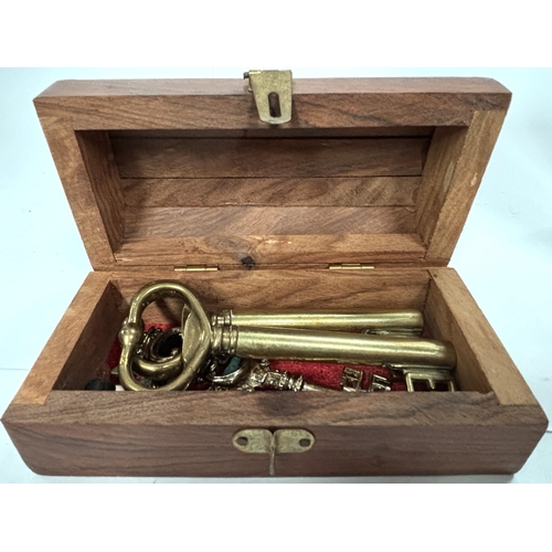 67 - A selection of clocks, boxes, mirror etc