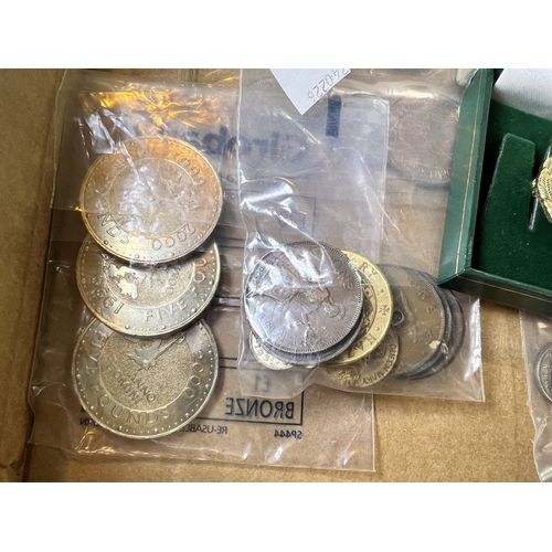 624 - A selection of commemorative and other medallions; pre decimal currency etc. including Manchester Sh... 