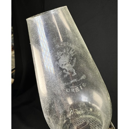 616C - A hallmarked silver oil lamp with gadrooned lower body and pedestal  base, London 1894, Weighted bas... 