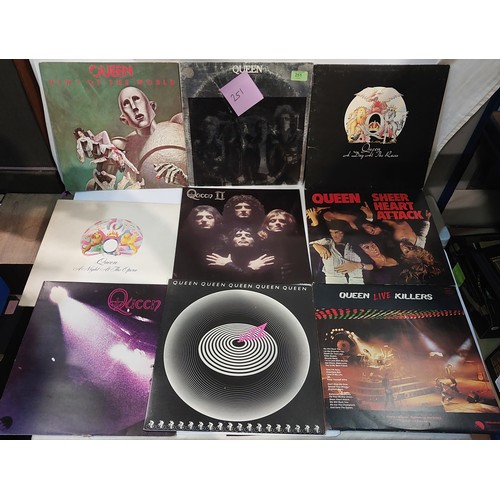251 - Queen LPs, Queen, Queen II, Sheer Heart Attack, A Night at the Opera, A Day at the Races, News of th... 
