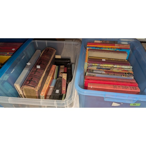 97 - 4 boxes of hard back books and Giles annuals.