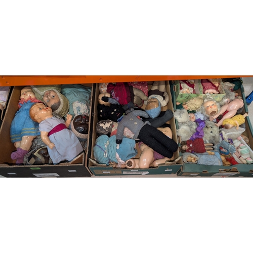 305 - 2 early/mid 20th century composition head dolls with cloth bodies and limbs (one black and one white... 