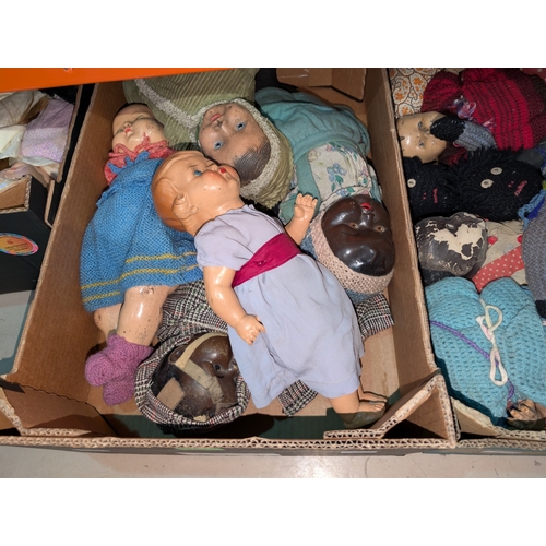 305 - 2 early/mid 20th century composition head dolls with cloth bodies and limbs (one black and one white... 