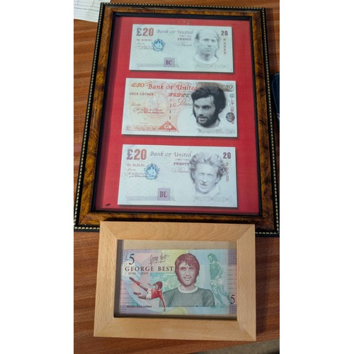 242B - George Best &pound;5 note framed and novelty framed football&nbsp; notes