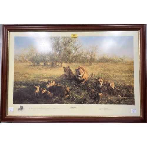 52 - After David Shepherd, 'First light at Savuti', artist signed print, 53 x 82cm, framed and glazed...