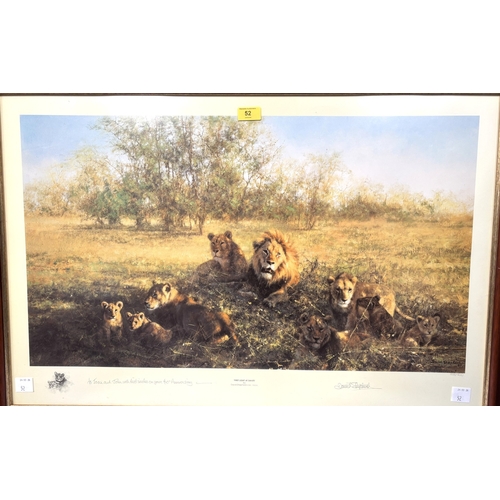 52 - After David Shepherd, 'First light at Savuti', artist signed print, 53 x 82cm, framed and glazed...