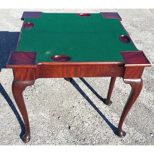 George III mahogany pad foot card table with baize, Circa 1760.