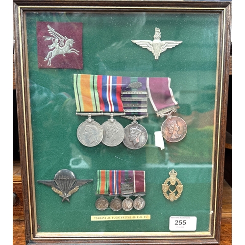 WWII period medal collection framed display including General Service ...