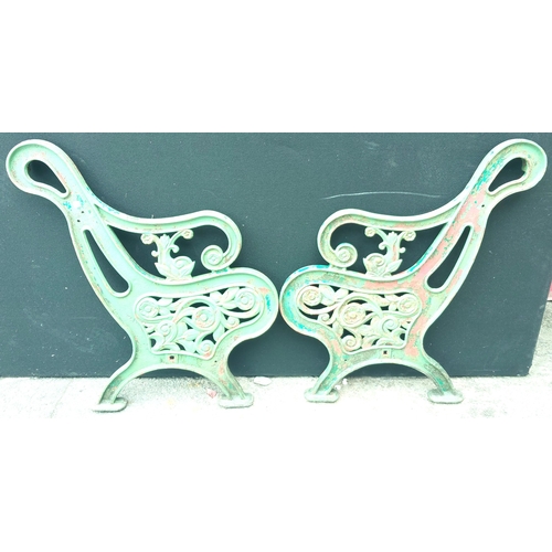 12A - Cast iron bench ends with floral Victorian scrollwork