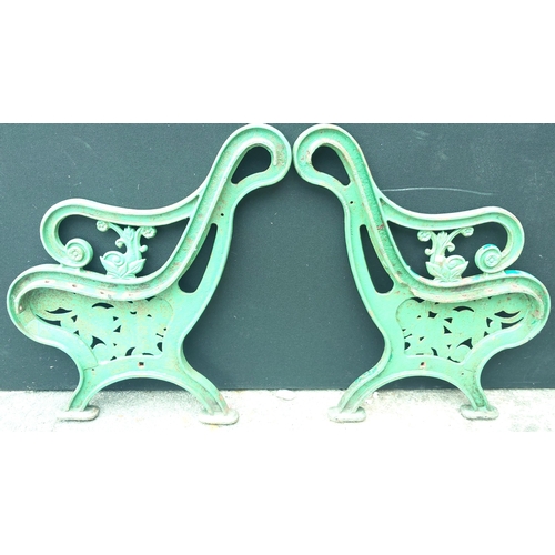 12A - Cast iron bench ends with floral Victorian scrollwork