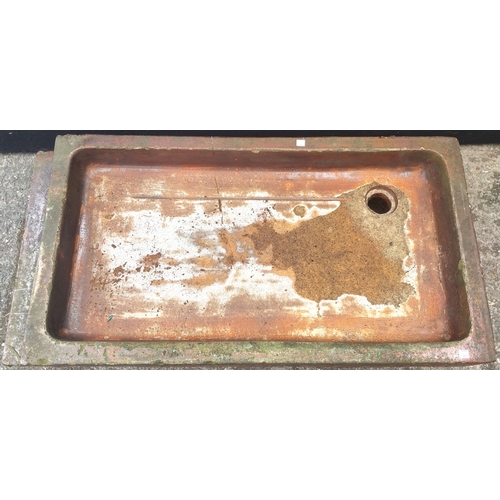 15A - A 19th Century shallow trough sink with decorative pattern in salt glaze finish (trolley NOT INCLUDE... 