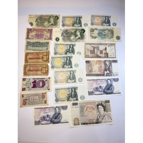 A collection of British and other notes including £50 and lower ...