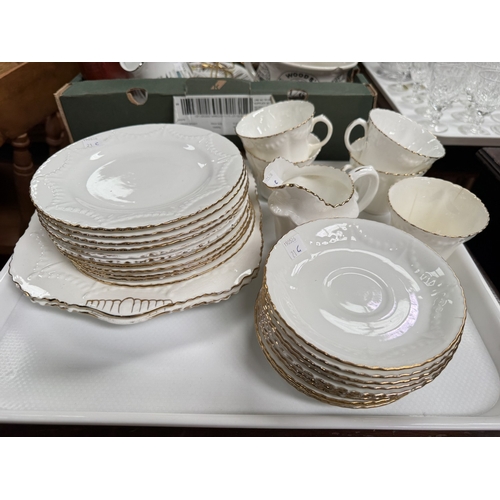 21C - A white and gilt tea service and decorative china etc.