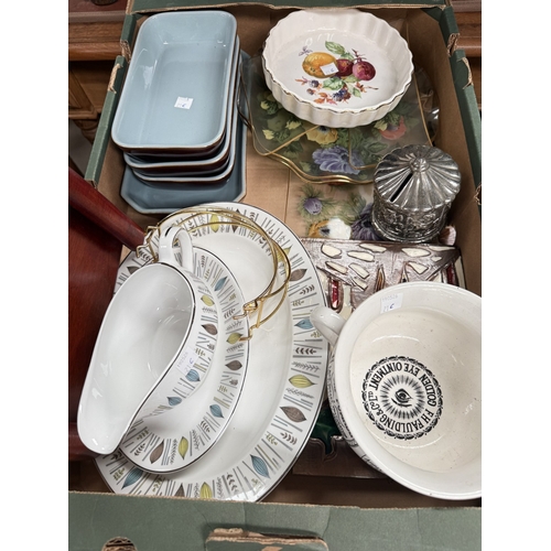 21C - A white and gilt tea service and decorative china etc.