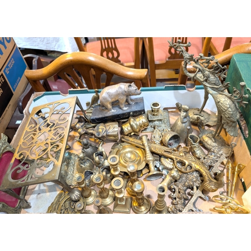 23 - A large collection of copper and brassware, animal figures etc.