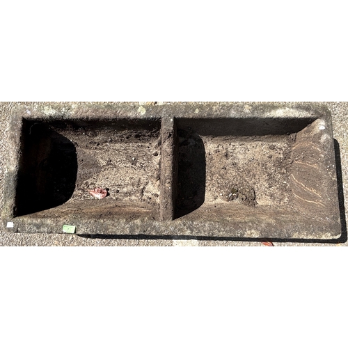 7 - A stone garden trough with twin sections, length 107cm.
