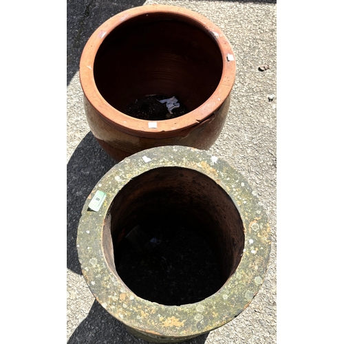 8 - A terracotta chimney; a large glazed terracotta bowl.