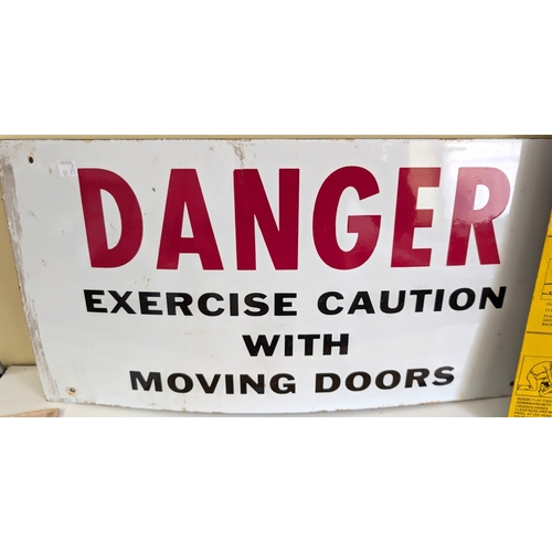 19A - Enamel Danger sign, Electric Shock sign and another similar warning sign.