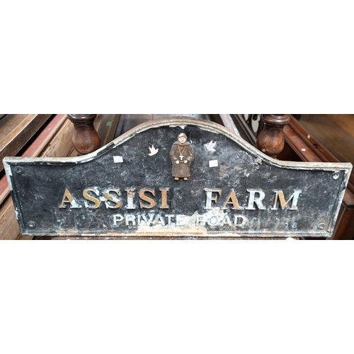 19C - A vintage Assisi Farm Private Road sign.