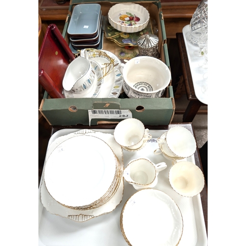 21C - A white and gilt tea service and decorative china etc.