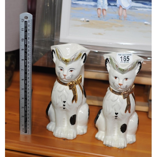 165 - Pair of Unusual Royal Stafford Cat Jugs