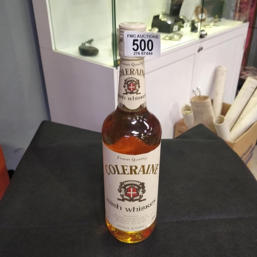 500 - Bottle of Coleraine Irish Whiskey