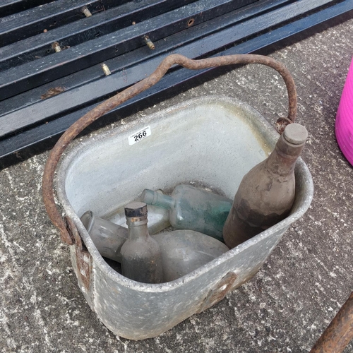 266 - Tin Bucket Of Old Bottles