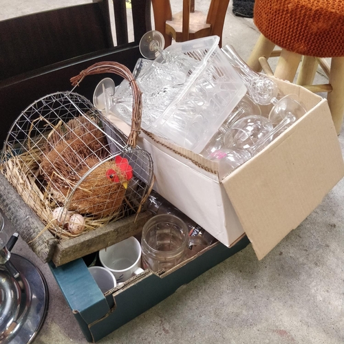 24 - Assorted Box Lot of Glassware & Hen Ornament
