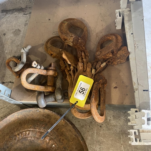 56 - 3 Lifting Hooks & 5 Shackles