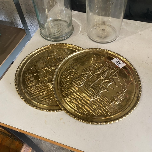 66 - 2 Brass Wall Plaques