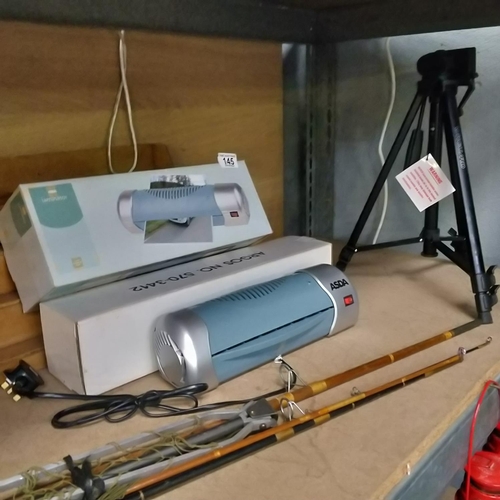 145 - Laminator & Camera Tripod