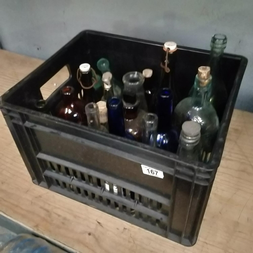 167 - Crate Lot Of Assorted Bottles