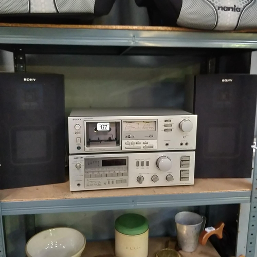 177 - Sony Tape Deck & Tuner Amplifier & 2 Speakers