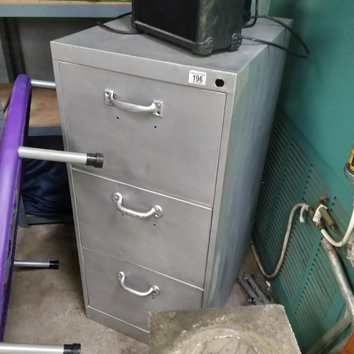 196 - 3 Drawer Metal Filing Cabinet