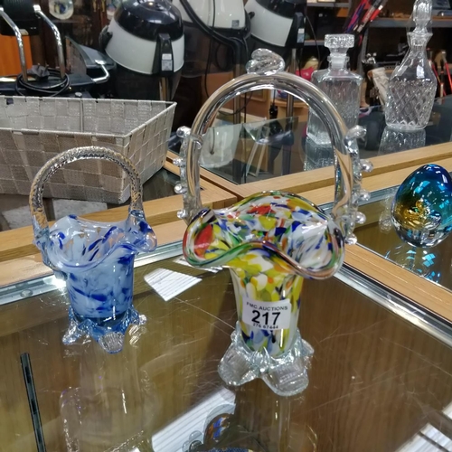 217 - 2 Murano Glass Handled Dishes