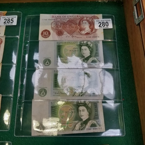 280 - Bank Of England Ten Shilling Note £ 3x £1 Notes