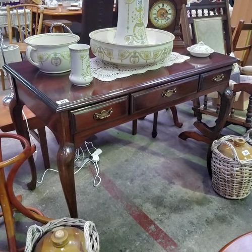 307 - Mahogany 3 Drawer Side Table Desk