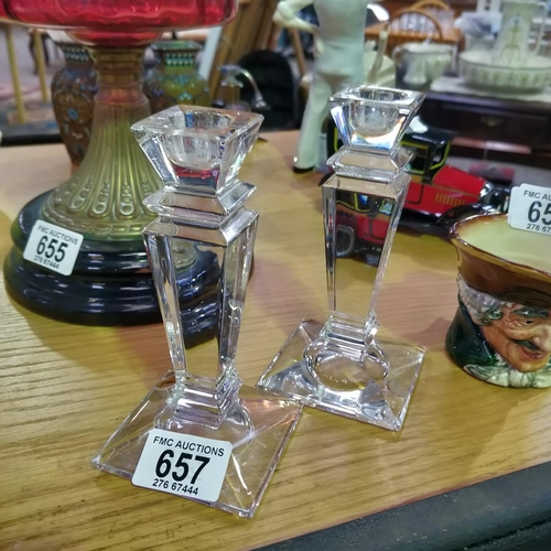 657 - Tyrone Crystal Candlesticks