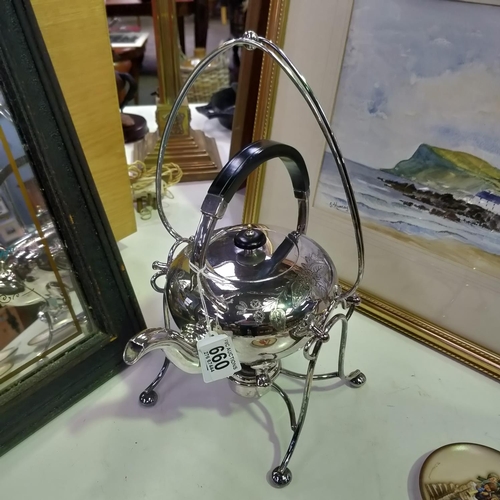 660 - Art Nouveau Silver plated Spirit Kettle