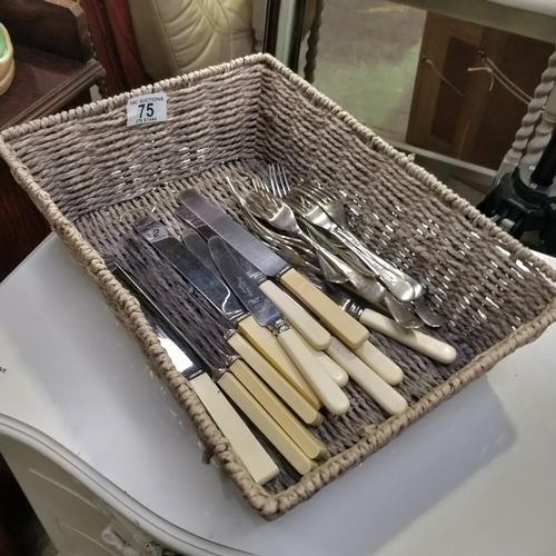 75 - Lot Of Bone Handled Knives & Other Cutlery