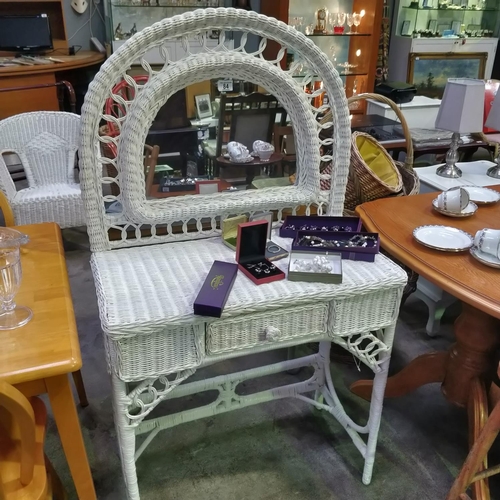 84 - Wicker Mirrored Console Table