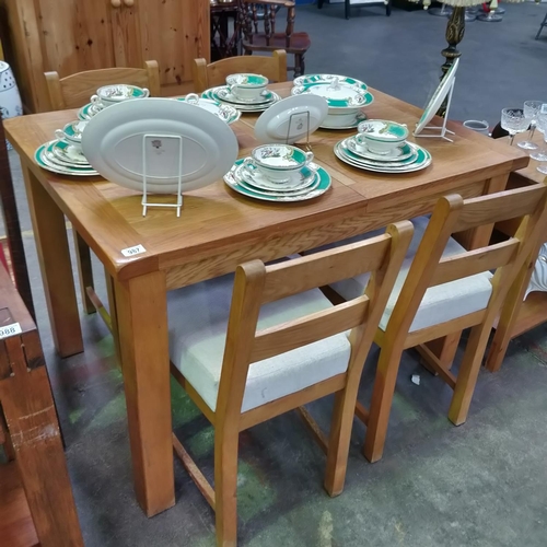 987 - Solid Oak Extending Table & 4 Chairs