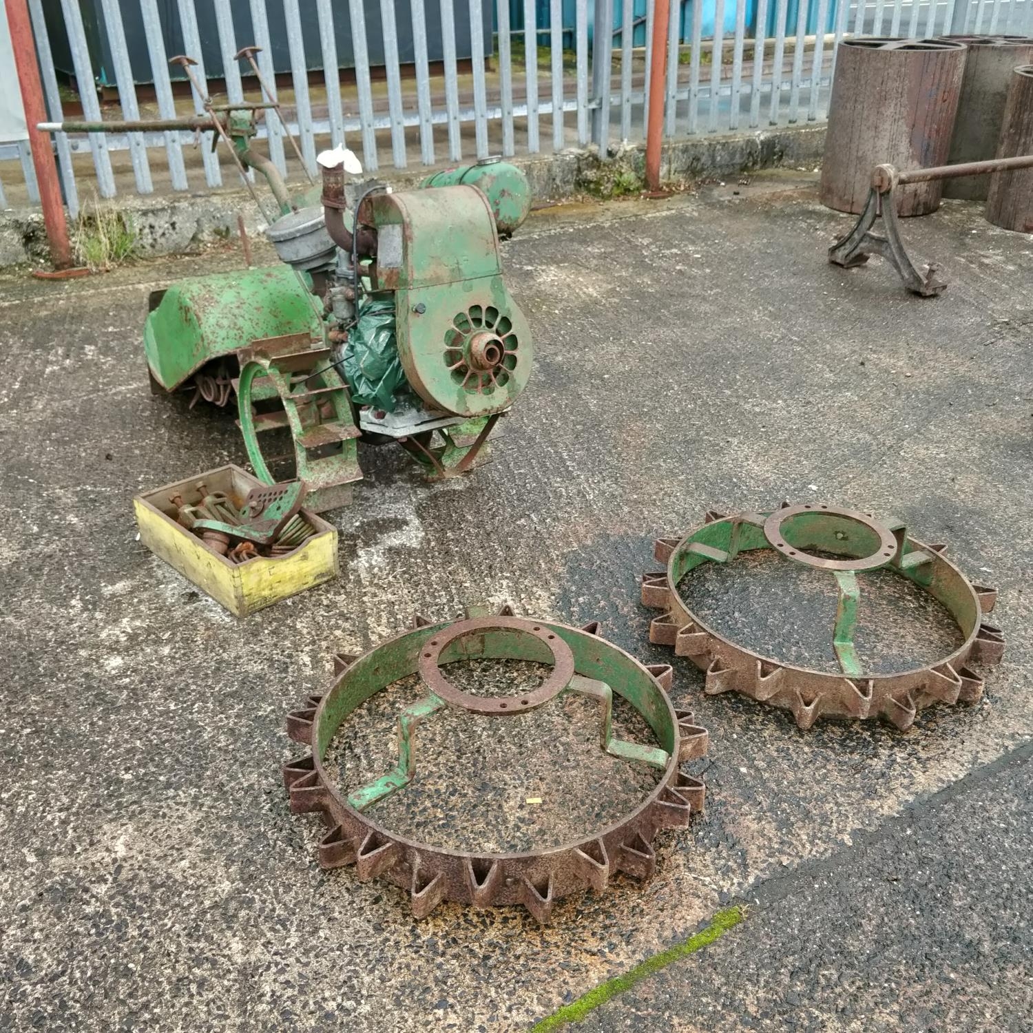 Vintage Rotavator With Box Of Fittings & Wheels With Jap Engine - Project