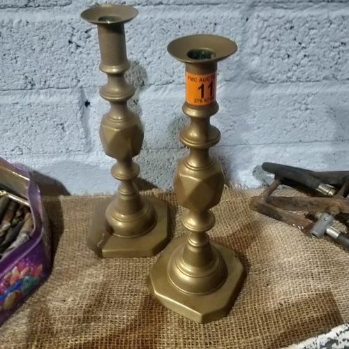 11 - Pair Of Brass Candlesticks